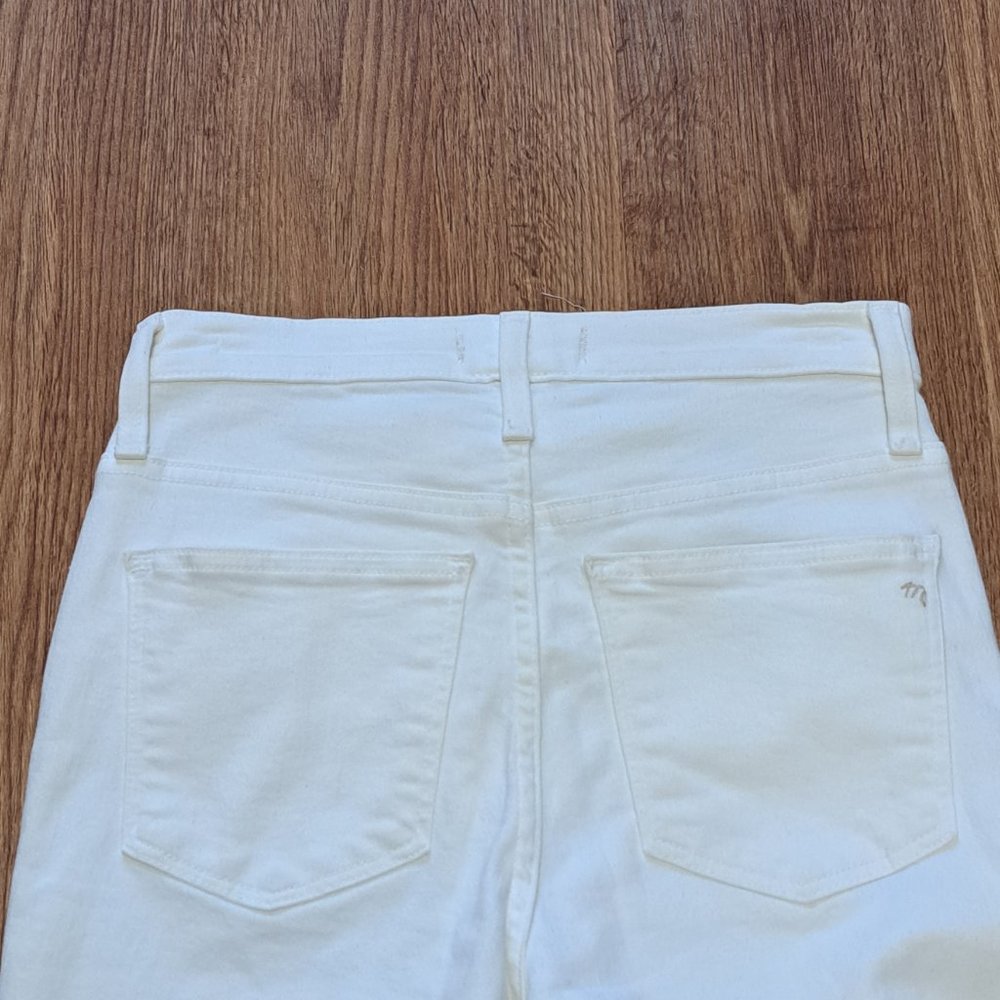 Madewell Distress White Skinny Button Fly Jeans with Raw Hem - Size 25 - Picture 15 of 16